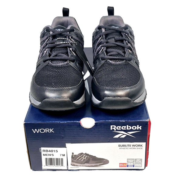 Reebok Sublite Work Shoe Men's 7M Women's 9 Athletic Work Shoes Black RB4015 - Picture 1 of 12